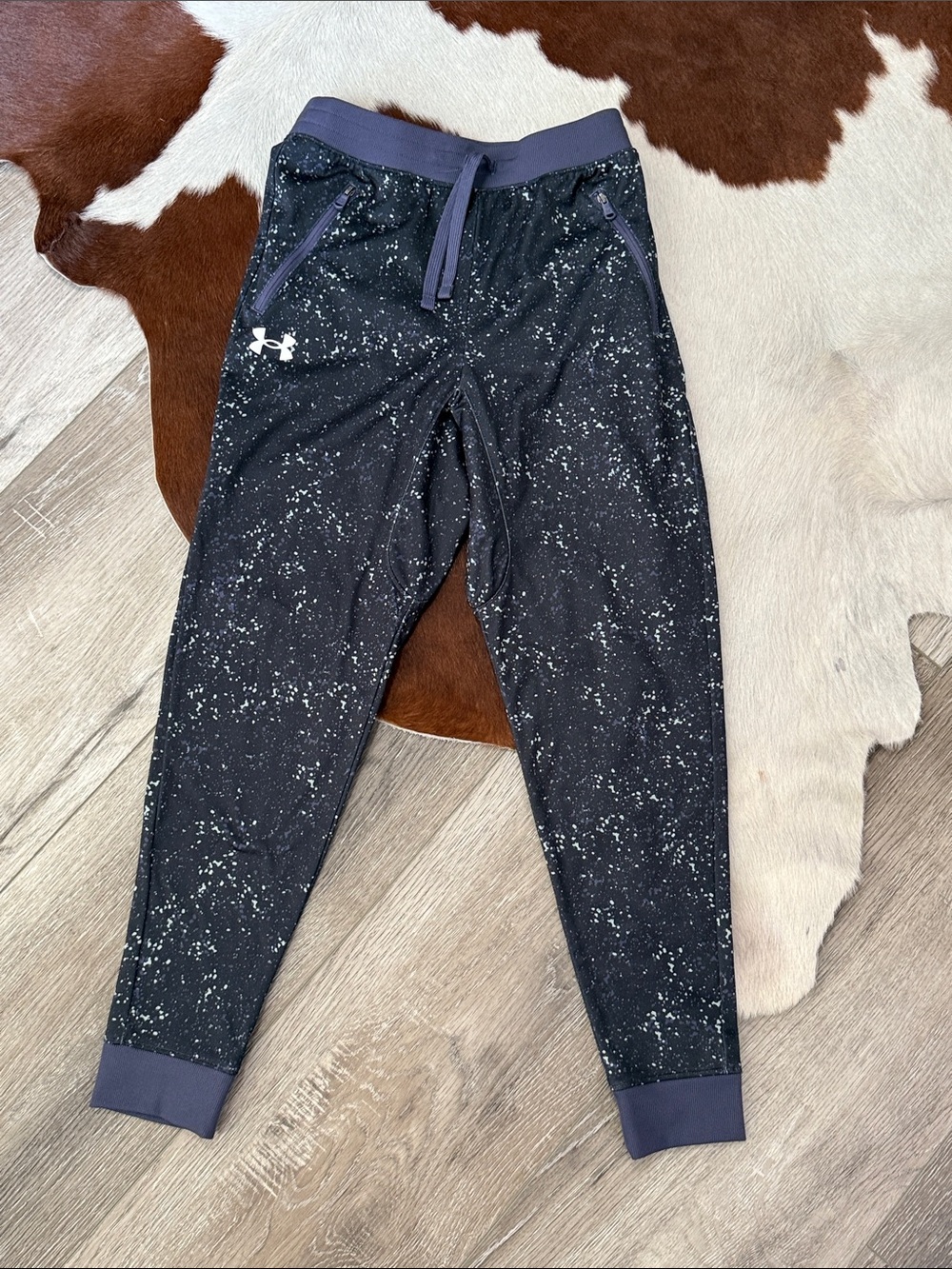 Under Armour Black Speckle Kids Joggers with White Logo